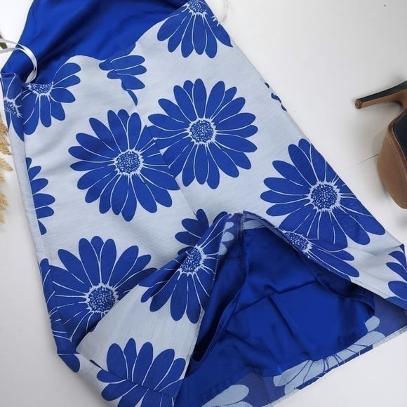 Anthropologie Hutck Blue Floral Halter Top Sleeveless Dress Sz S - Picture 2 of 16